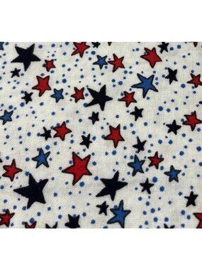Patriotic Stars Cotton Fabric 11" x 1 yard White Red Blue Joann